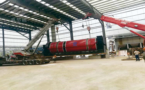 皮革污泥烘干機吊裝現場 皮革污泥烘干機吊裝現場